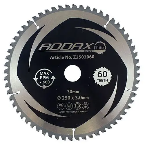 Timco 250mm 60T Mitre Saw Blade, 0° Angle