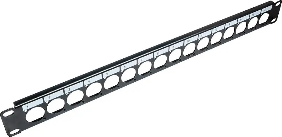 TUK 19” 1U D Universal XLR Port Panel, 16 Ports