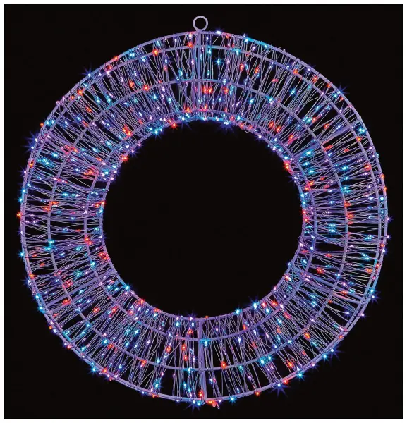 Premier Decorations LED Wreath, White, 45cm, 600 Rainbow LEDs
