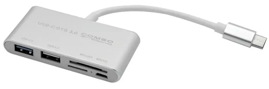 DYNAMODE רכזת 2 יציאות USB-C עם קורא כרטיסים