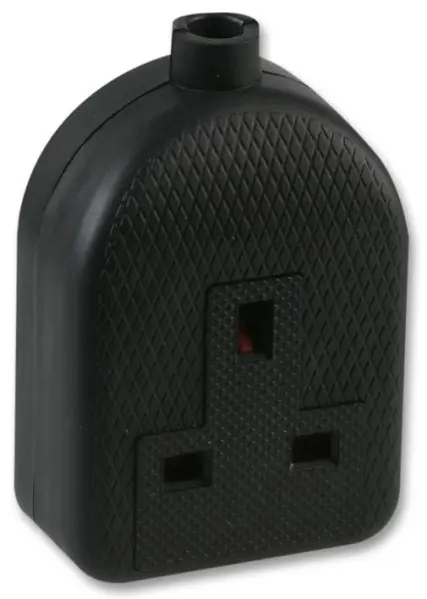 PRO ELEC 1-Gang Rubber Trailing Socket, 13A 250V, Black