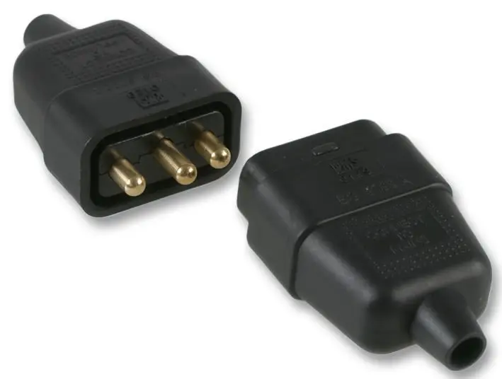Pro Elec In-Line Rubber Connector, 10A, 3-Pin, Black