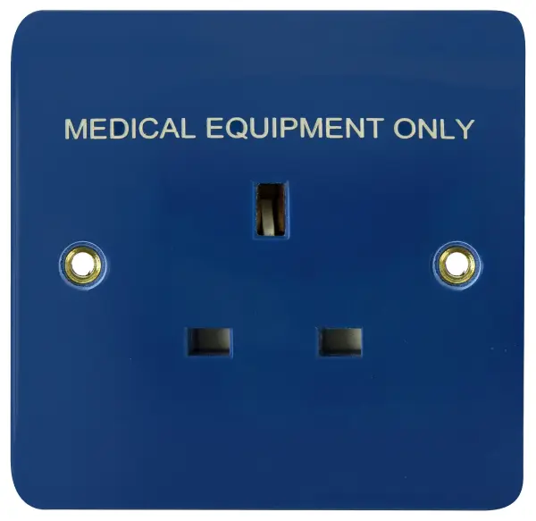 MODE Medical Equipment Unswitched Socket, 1 Gang, 13A, Blue