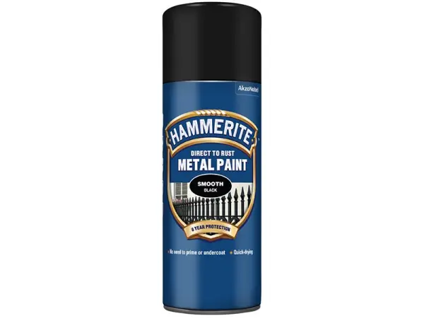 Hammerite Direct-to-Rust Verf, Zwart, Gladde Afwerking, 400ml