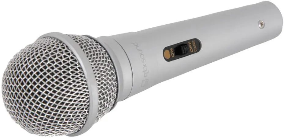 QTX Microphone dynamique à main, argenté, unidirectionnel