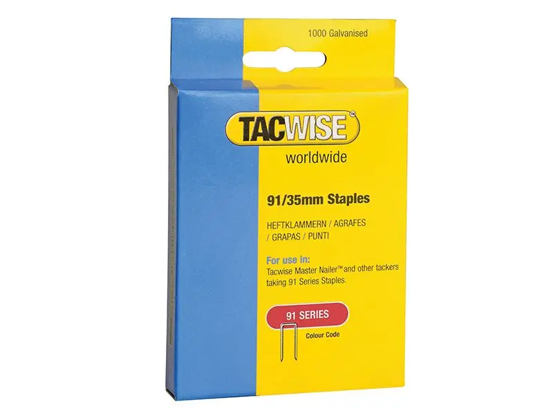 Tacwise 91 Narrow Crown Staples, 35mm, Pack of 1000