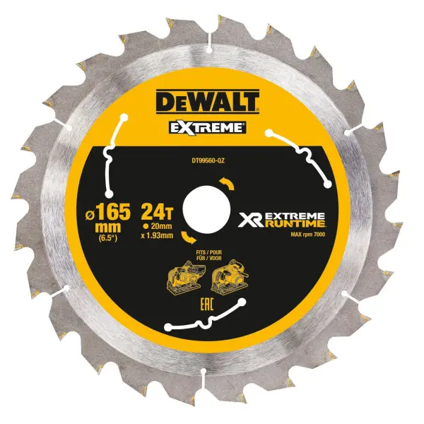 Dewalt DT99560 XR Extreme Runtime Multitool Saw Blade, 165mm x 20mm, 24T