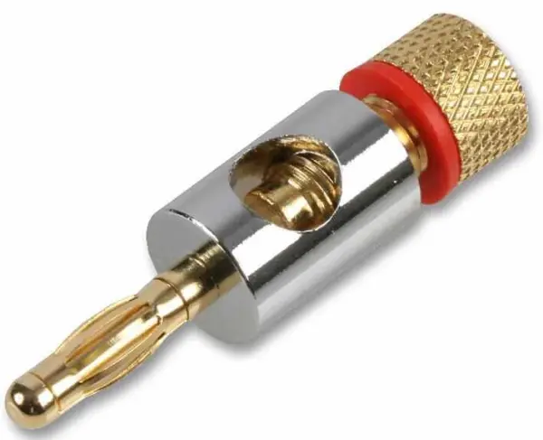 PRO SIGNAL Plugue 4mm com Contactos Banhados a Ouro, Cromado/Vermelho