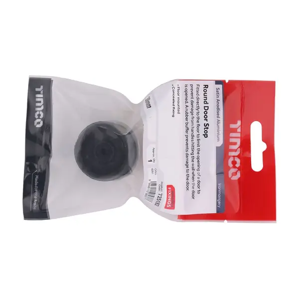 Arrêt de porte rond blindé Timco SAA – Aluminium satiné