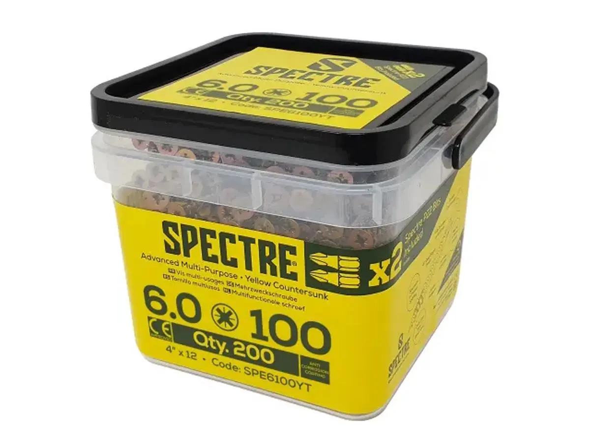 ForgeFix Viti Legno PZ Spectre 6.0 x 100mm, Testa Rovescia, Confezione da 200