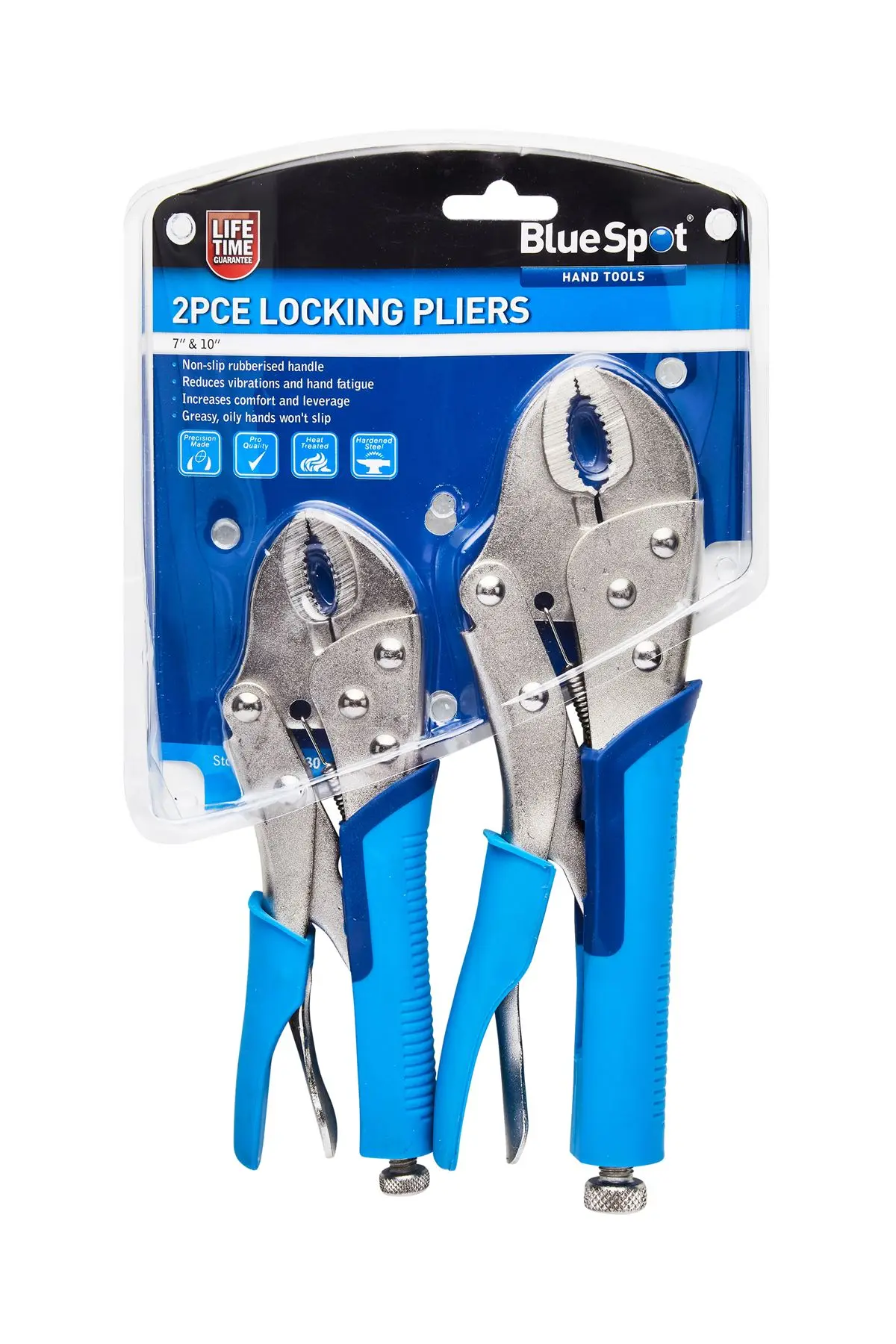 Blue Spot Tools סט מלחציים נעולים עם ידיות רכות (180 מ״מ ו־250 מ״מ)