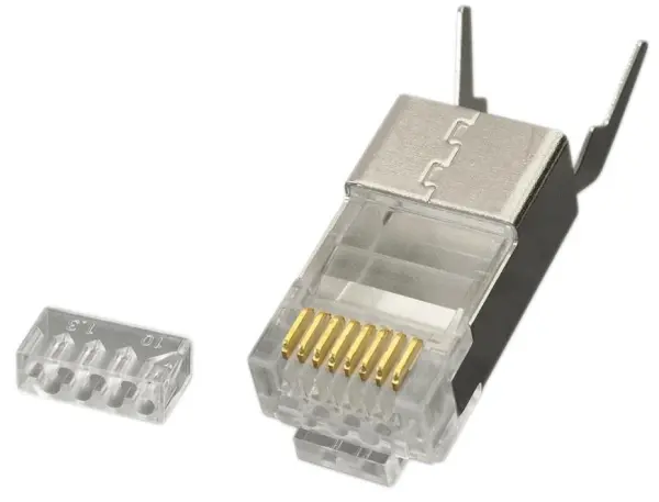 KAUDEN - RJ45 Cat6a/Cat7/Cat8 屏蔽插頭(帶延長接地夾) 1.3mm (10個裝)