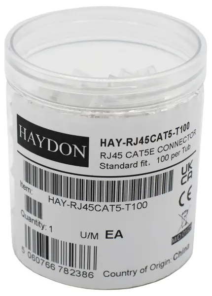 HAYDON RJ45 Cat5e Plugs, Pack of 100, 400g