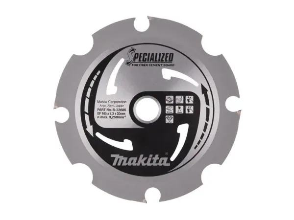 Lame spéciale Makita B-33685 pour panneau de ciment-fibre, 165 x 20 mm, 4 dents