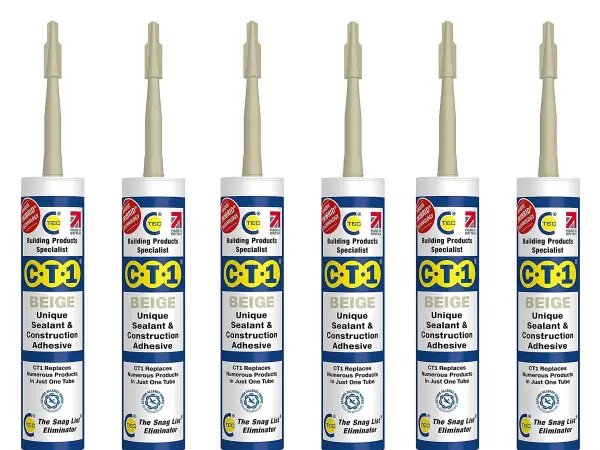 Mastic-colle de construction beige CT1 avec technologie TRIBRID, lot de 6
