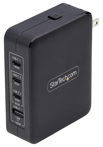 StarTech.com 140W GaN USB-C Mains Charger, 4 Ports, UK/EU/US/AU