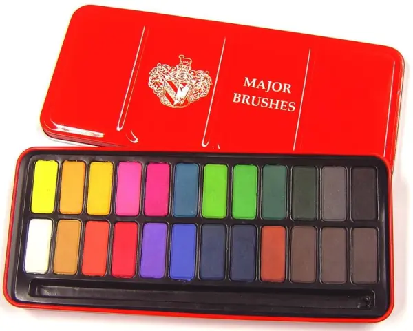 Major Brushes Watercolour Paint Set - 24 Colours in Tin