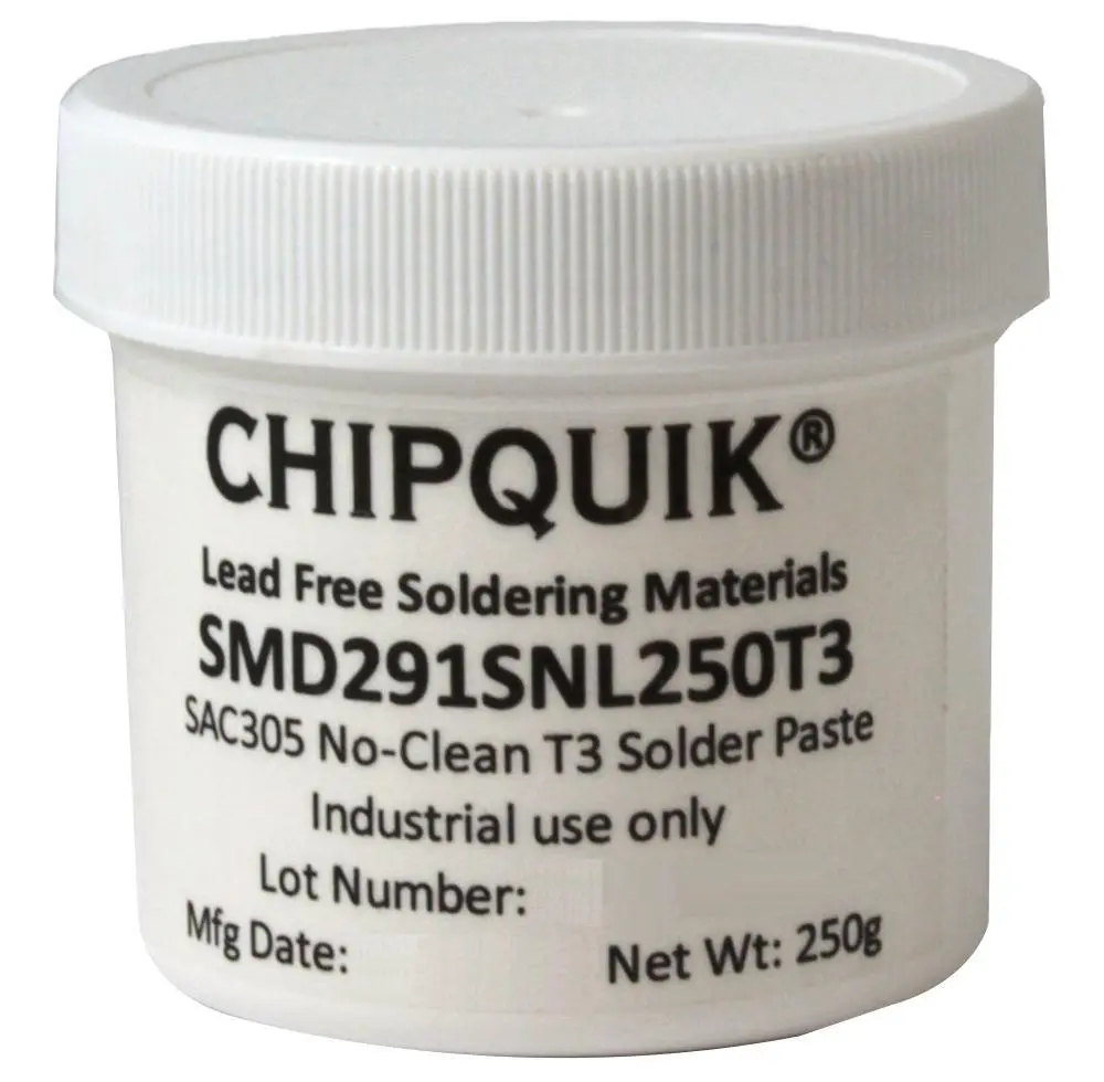 CHIP QUIK משחת הלחמה נטולת עופרת ללא צורך בניקוי, Sn96.5/Ag3/Cu0.5, 250 גרם