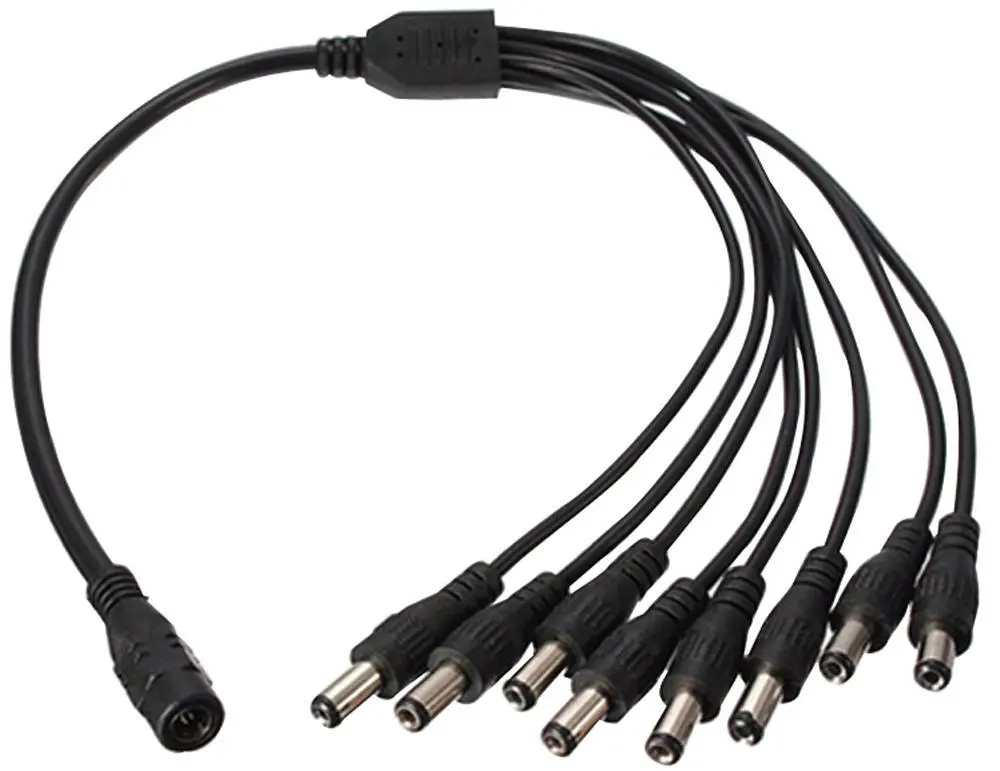 TIGER 2.1mm AWG Splitter Cable, 1 to 8-Way, 125mm, Black
