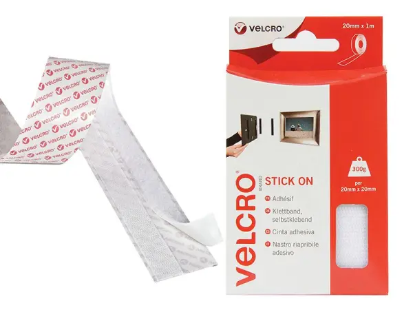 VELCRO® Nastro Adesivo, 20mm x 1m Bianco