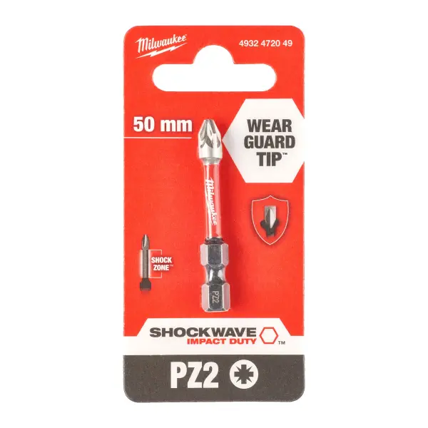 Milwaukee - SHOCKWAVE™ IMPACT DUTY Bit Pemasang Skru PZ2 50mm - 1 Keping
