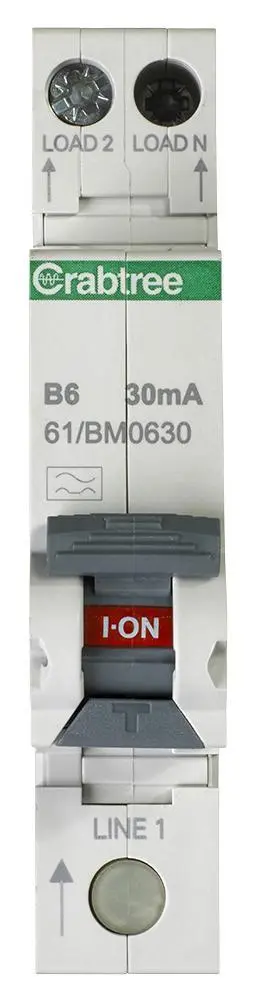 CRABTREE 6A 30mA RCBO 싱글 모듈, B 커브 타입