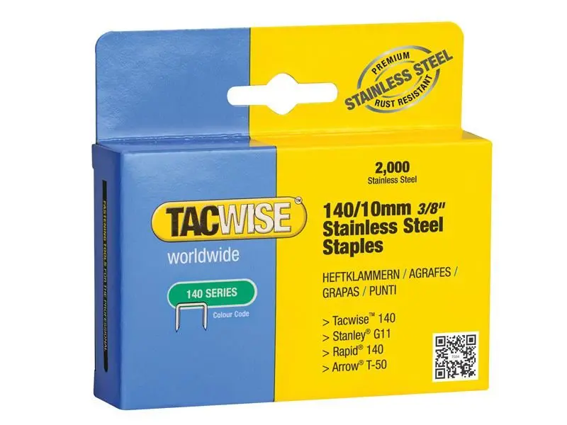 Tacwise 140 Stainless Steel Staples, 10mm (Pack of 2000)