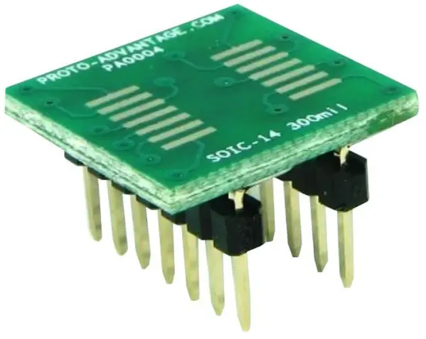 PROTO ADVANTAGE Adaptador SOIC14 a DIP14, Paso 1,27mm, 300mm