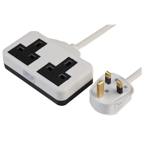 PRO-ELEC Rubber Extension Lead, 2 Gang, 250V, 13A, 15m - White