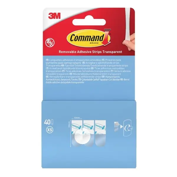 Command Clear Mini Refill Strips, 40-Pack