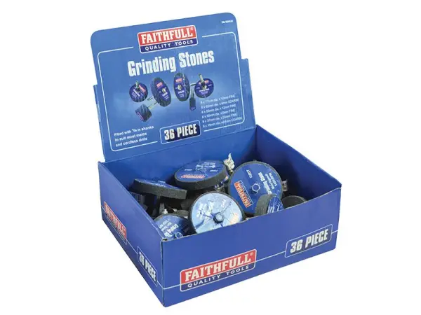 Faithfull 36-Piece Grinding Wheel Assortment with 1/4in Shank