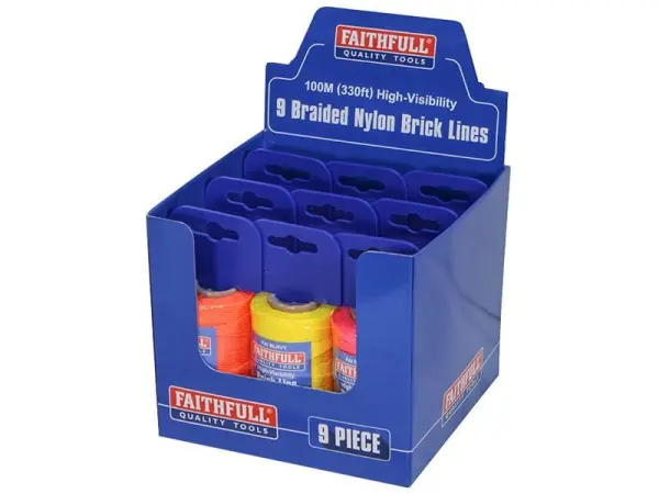 Faithfull Brick Line Replacement Dispenser Reel CDU, 9-Piece Set