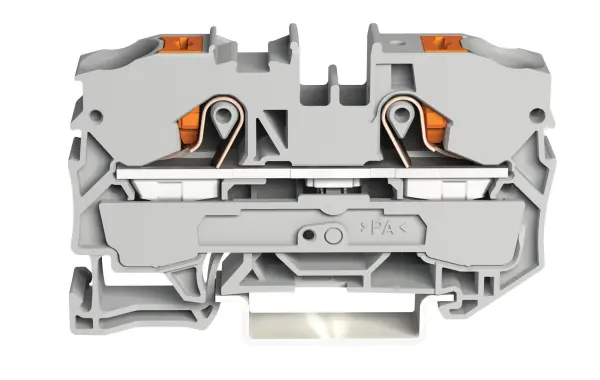 WAGO - 2 Conductor Through Terminal Block with Push Button Cage Clamp and Test - Grey