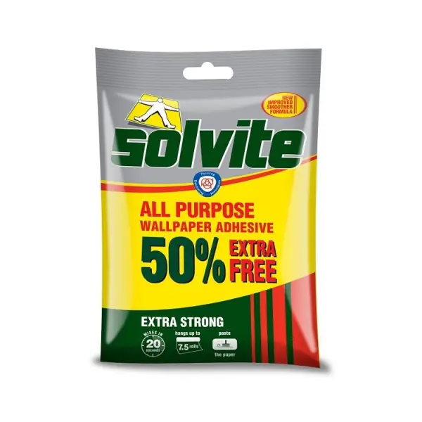 Solvite All Purpose Wallpaper Adhesive, 7.5 Rolls + 50% Extra Free