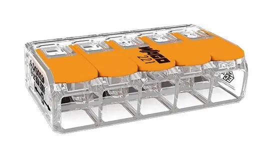 WAGO 5-Téarmhaisín Bloc Téarmaí Leochair, 6mm², 41A, 450V