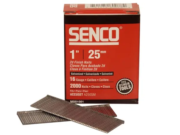 Senco Galvanised 16G x 25mm Straight Brad Nails (2000 Pack)