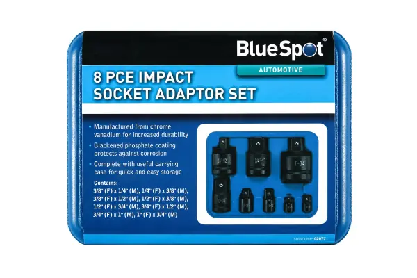 Blue Spot Tools - Set Adaptor Soket Impak 8 Keping (1/4-1)