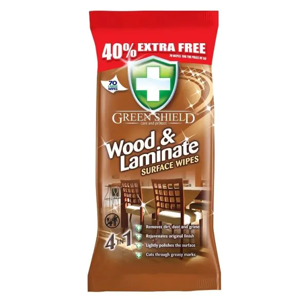 Green Shield Wood & Laminate Wipes, 70 Pack