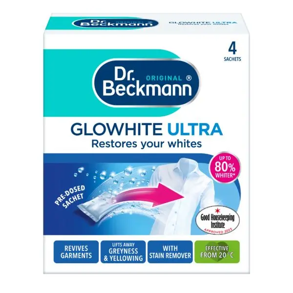 Dr Beckmann Glowhite Ultra Fabric Whitener, 4 x 40g Sachets