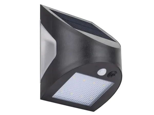 Masterplug Prysm Outdoor Solar Wall Light with PIR Motion Sensor - Black