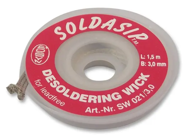 EDSYN Lead-Free Desoldering Braid, 3mm x 1.5m, Copper & Rosin Flux