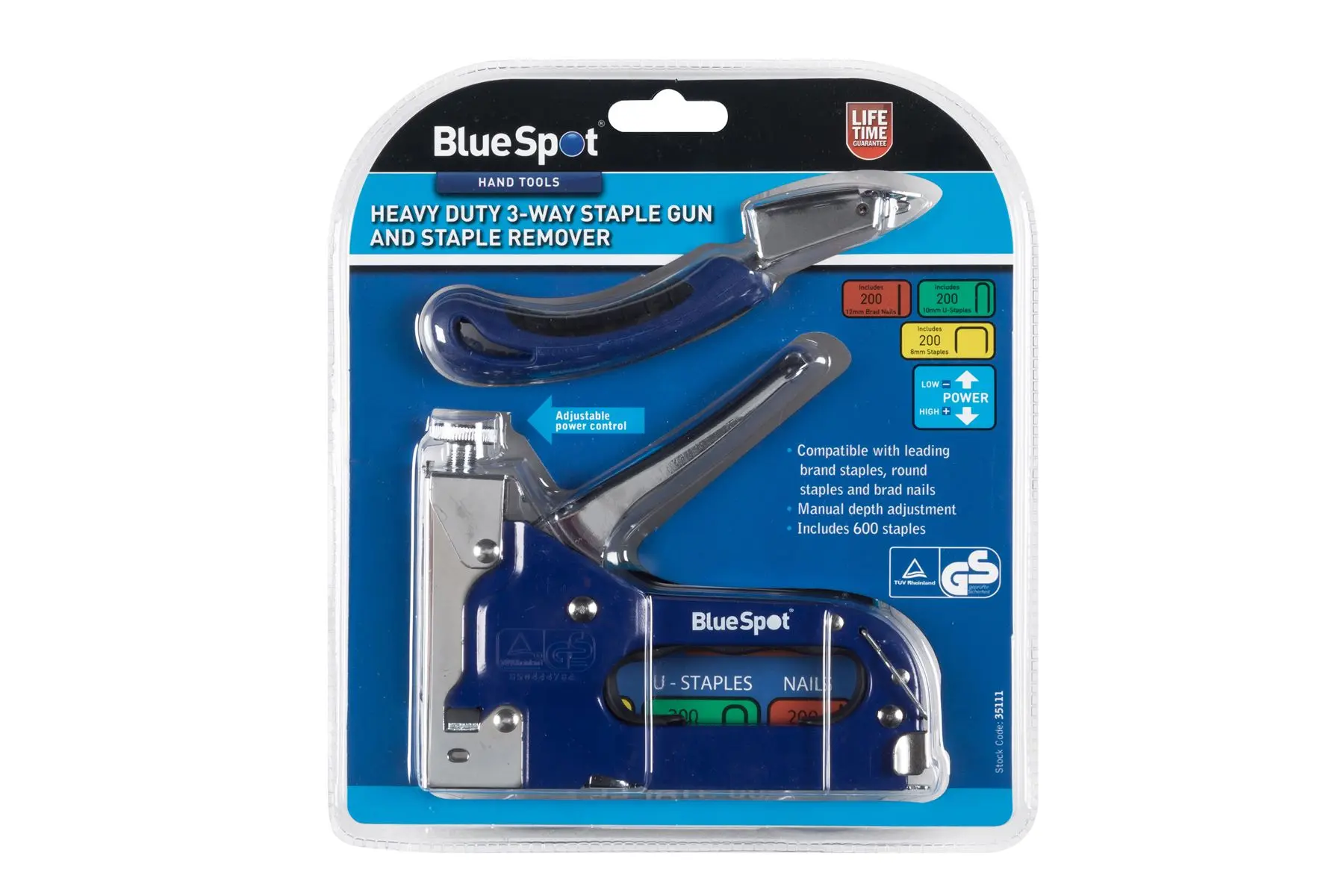 Blue Spot Heavy Duty 3-Way Staple Gun with Staple Remover
