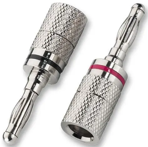 HiLo Spinotti Banana Nichelati 4mm, Coppia Rosso/Nero