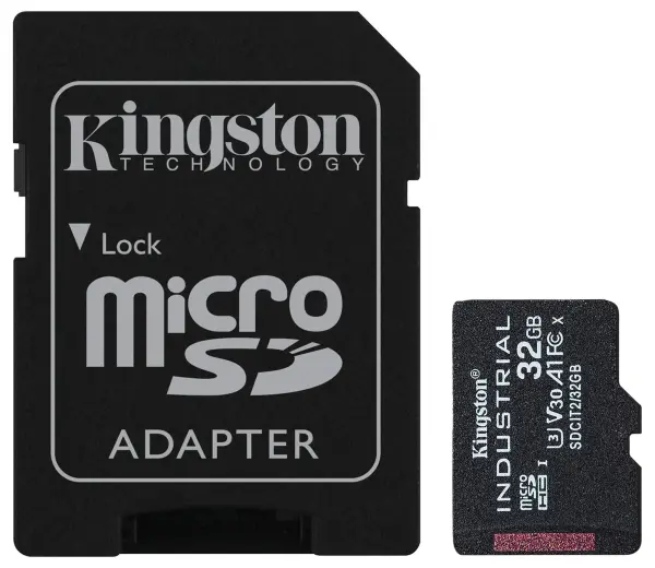 Kingston 32GB Industrial MicroSDHC Card, Class 10 A1 U3 V30, 100MB/s