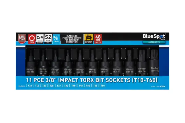 Blue Spot Tools 3/8英寸11件套强力梅花起子头组 (T10-T60)