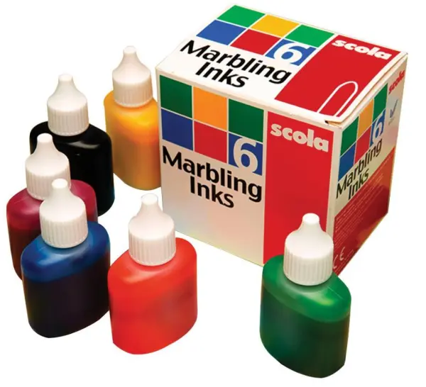 Ensemble d'encres à marbrer SCOLAQUIP, 6 couleurs assorties 25ml