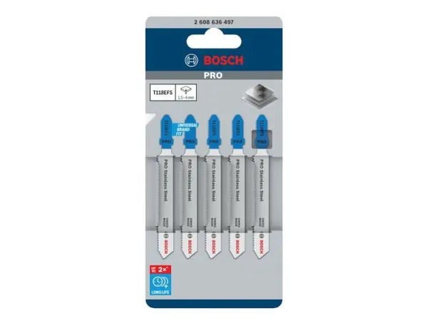 Bosch PRO Stainless Steel T118EFS Jigsaw Blades, Pack of 5