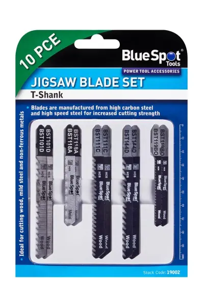 Blue Spot Tools 10-Piece T-Shank Jigsaw Blade Set, 700g