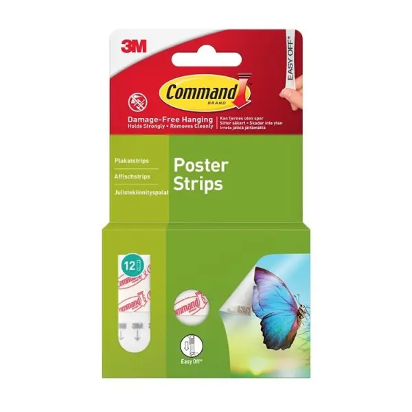 Command™ - Stiallacha Póstaeir Gan Damáiste, Pacáiste de 12