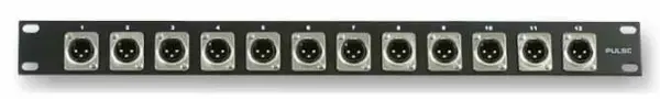 Pulse 1U Rack Panel with 12 XLR Male Connectors, Black
